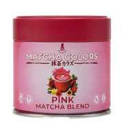 Hero de campaña de Pink Matcha Blend: lata con explosión de color sobre fondo de marca - imagen firma IA