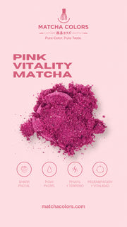 Portada de la ficha de Pink Matcha Blend con montón de polvo rosa